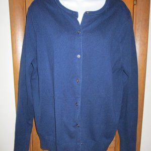 Lands End cardigan, Large, Blue